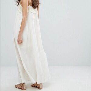 Anthropologie Moon River Crochet Top Spaghetti Strap Maxi in Cream S Cottage